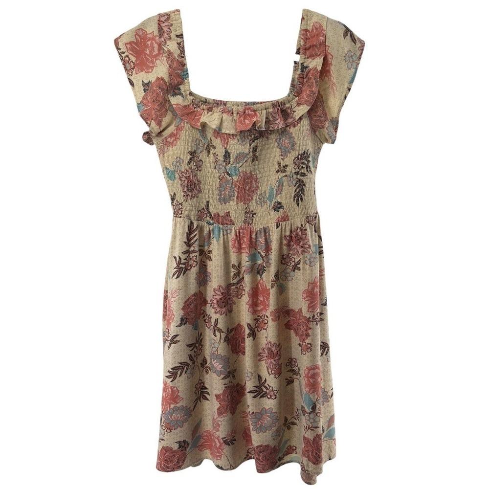Maurices Floral Ruched Bodice Dress S Pockets Coquette Cottagecore